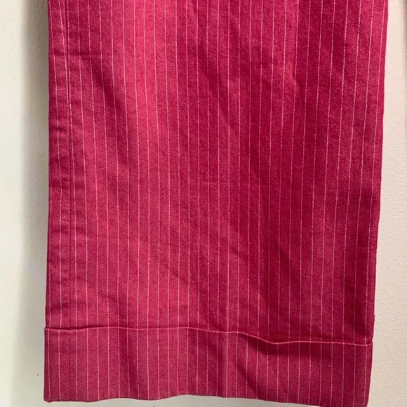 Next Capri Trousers Pink Pinstripe Cotton Blend Cuffed Hem With Pockets UK 14 - Picture 7 of 13